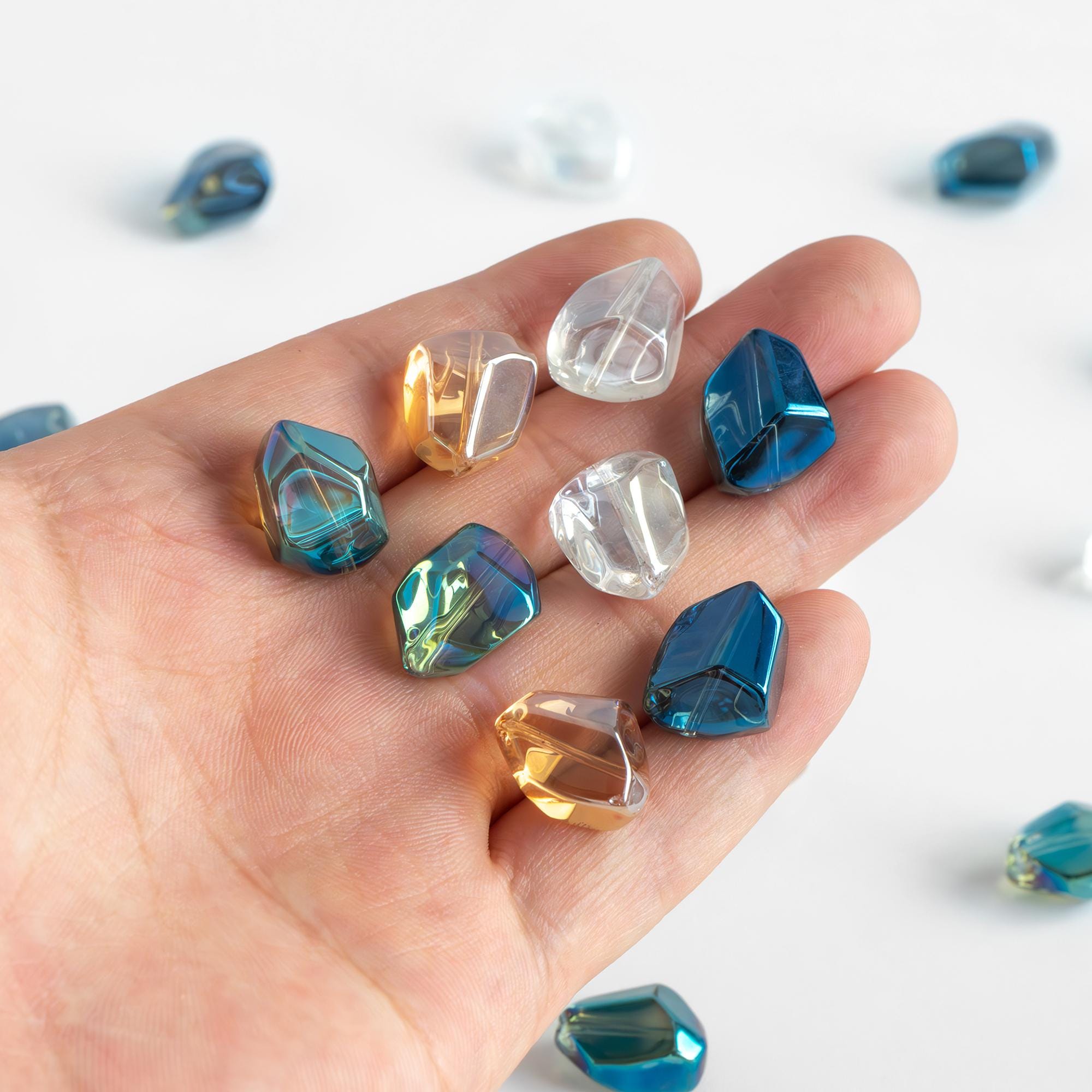 20pcs Crystal Faceted Glass Unique Stone Shaped beads 16mm (GM-005)